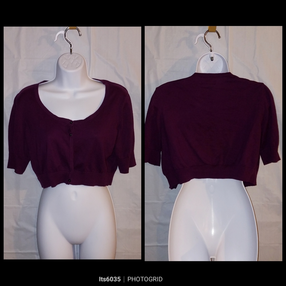 Dark Purple Cropped Cardigan
